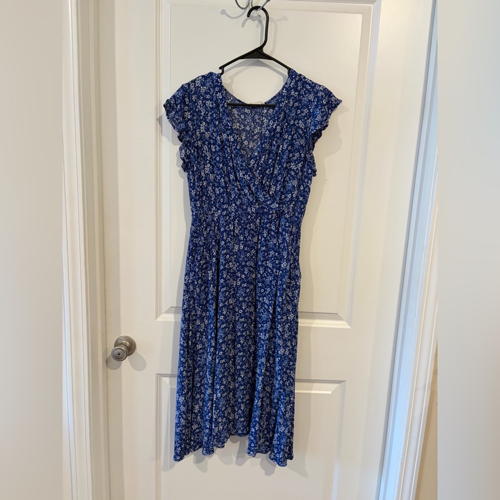 Kori Blue Floral Midi Dress